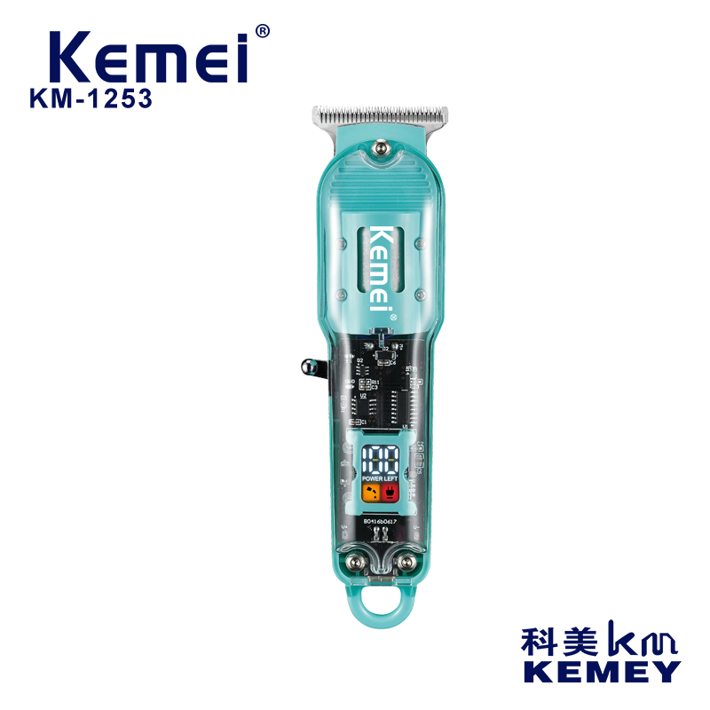 科美KM-1133透明机身LCD液晶数显理发推子专业电推剪