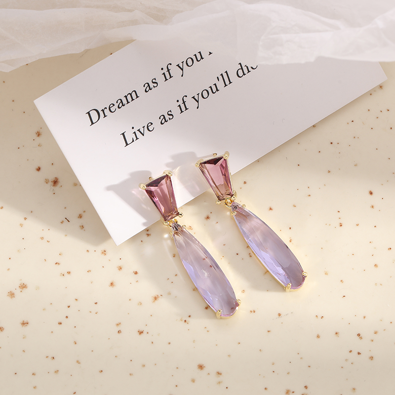 New fashionable and elegant crystal contrast wine red earrings and stud accessories from Yudie details Picture