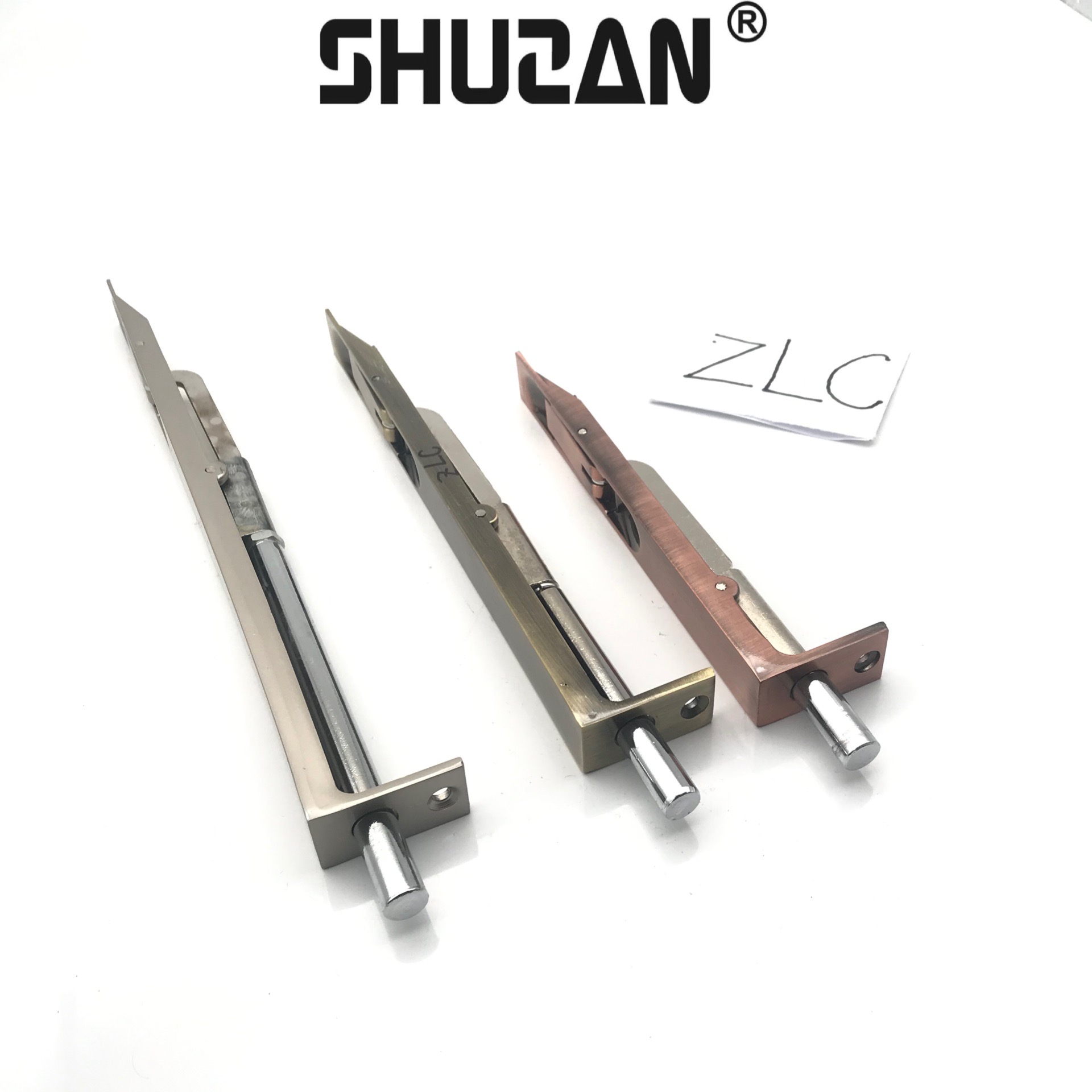 Shuzan 304 stainless steel concealed latch top and bottom 4/6/8-inch concealed concealed concealed door latch, mother-and-child fireproof door latch, thickened dust cover details Picture