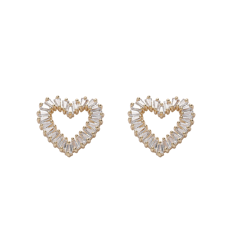 Korean-style light luxury micro-inlay heart-shaped earrings, fashionable and versatile earrings, stud earrings, and butterfly accessories Item Picture