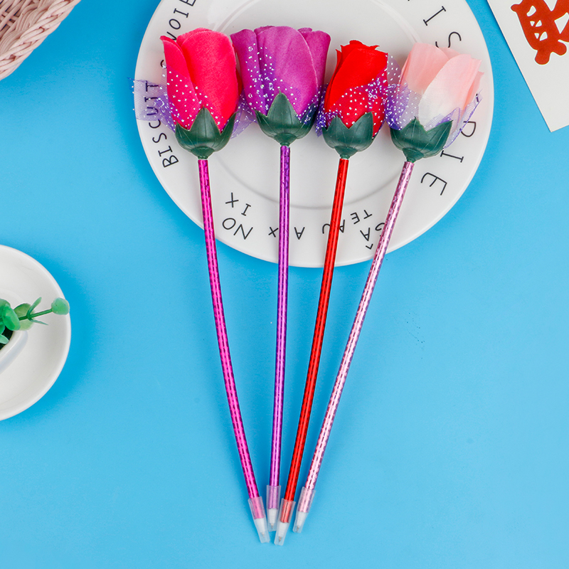 Rose gel pen as a Teachers' Day gift, romantic flower gel pen. Girlfriend gives to best friend office and student stationery Item Picture