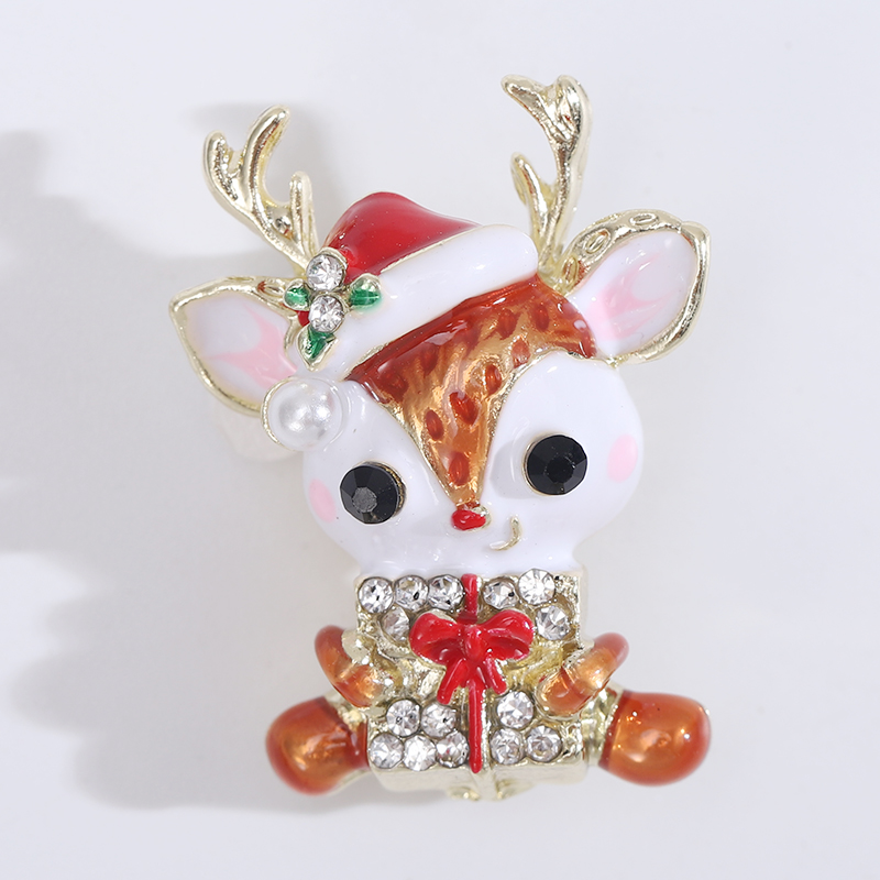 Factory direct sales of creative and light luxury Korean new best-selling oil-drip Christmas style light luxury creative retro brooches, simple and fashionable accessory pins in stock Specification image