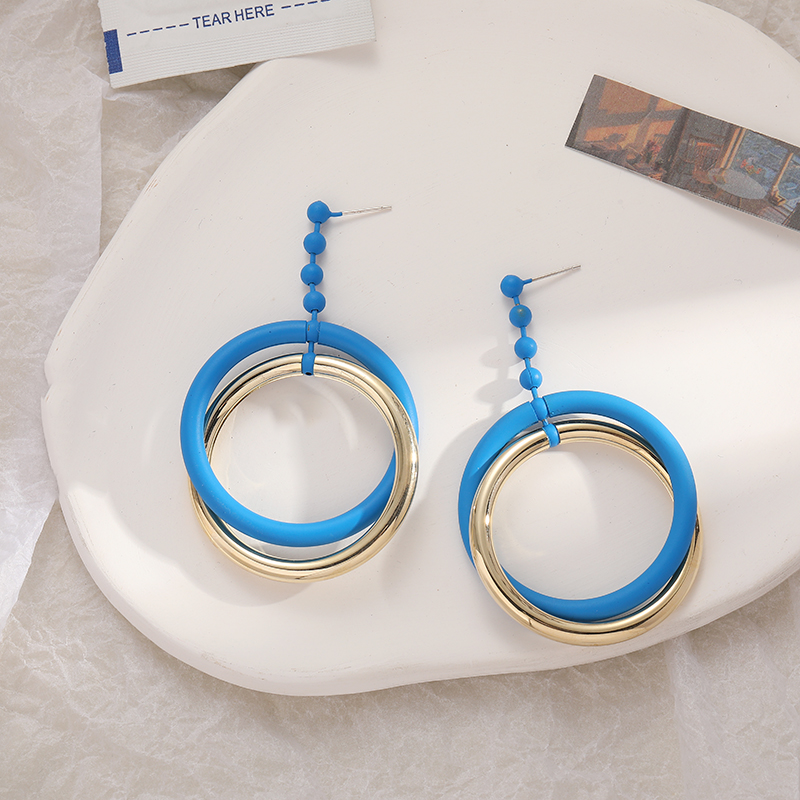 Korean-style light luxury fashion exaggerated Morandi color grand earrings, stud earrings and butterfly accessories