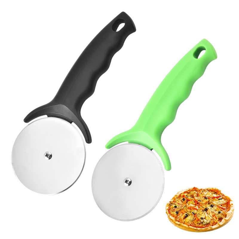 不锈钢介饼器 家用滚轮披萨刀 塑披萨切厨房小工具图