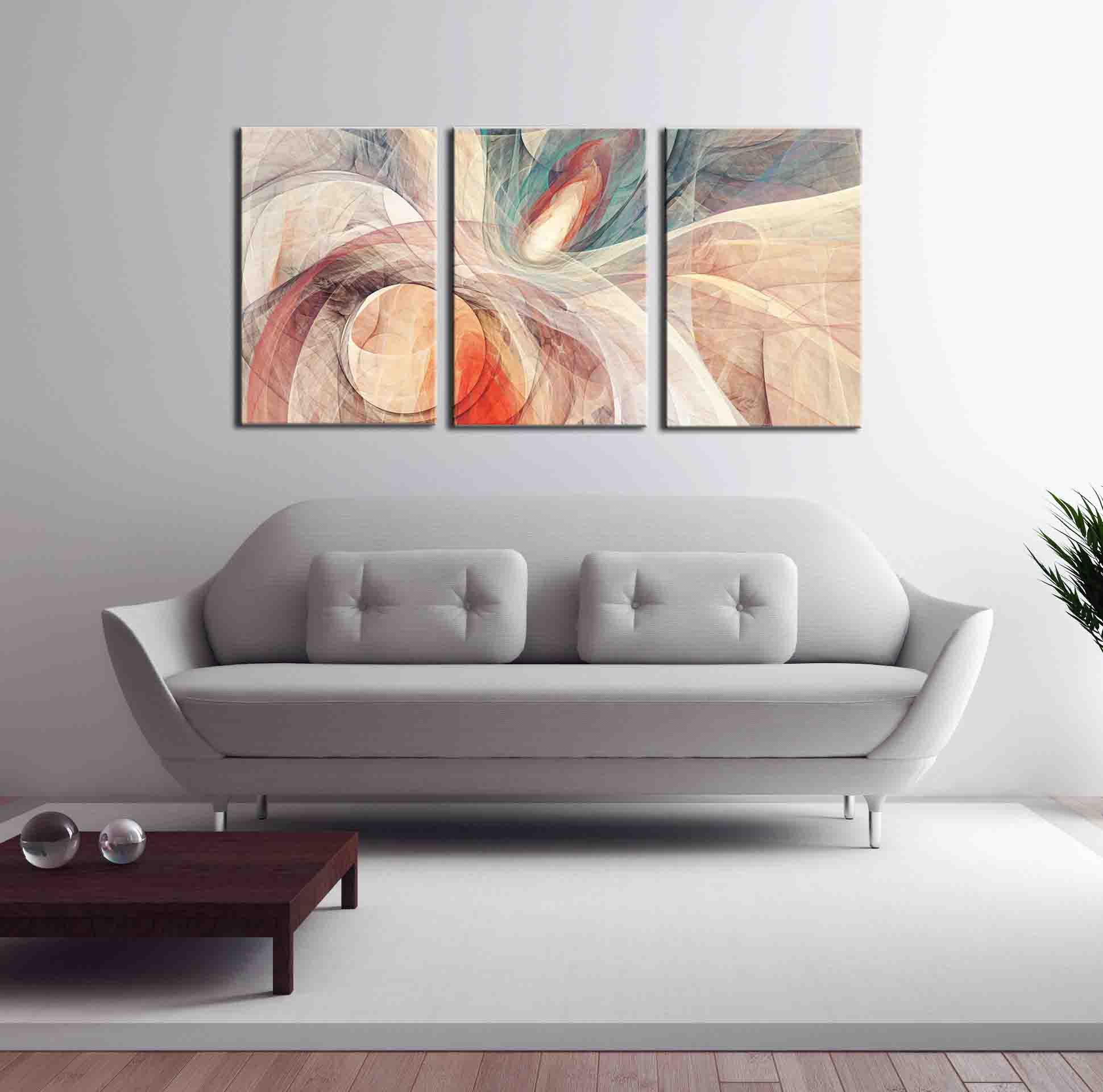 Frameless painting, spray painting, green plant painting, decorative painting, apartment and hotel matching painting, one-piece consignment, factory oilpainting, living room and dining room triptyl painting, decorative painting, landscape abstract modern style, custom hand-painted Jiusheng
