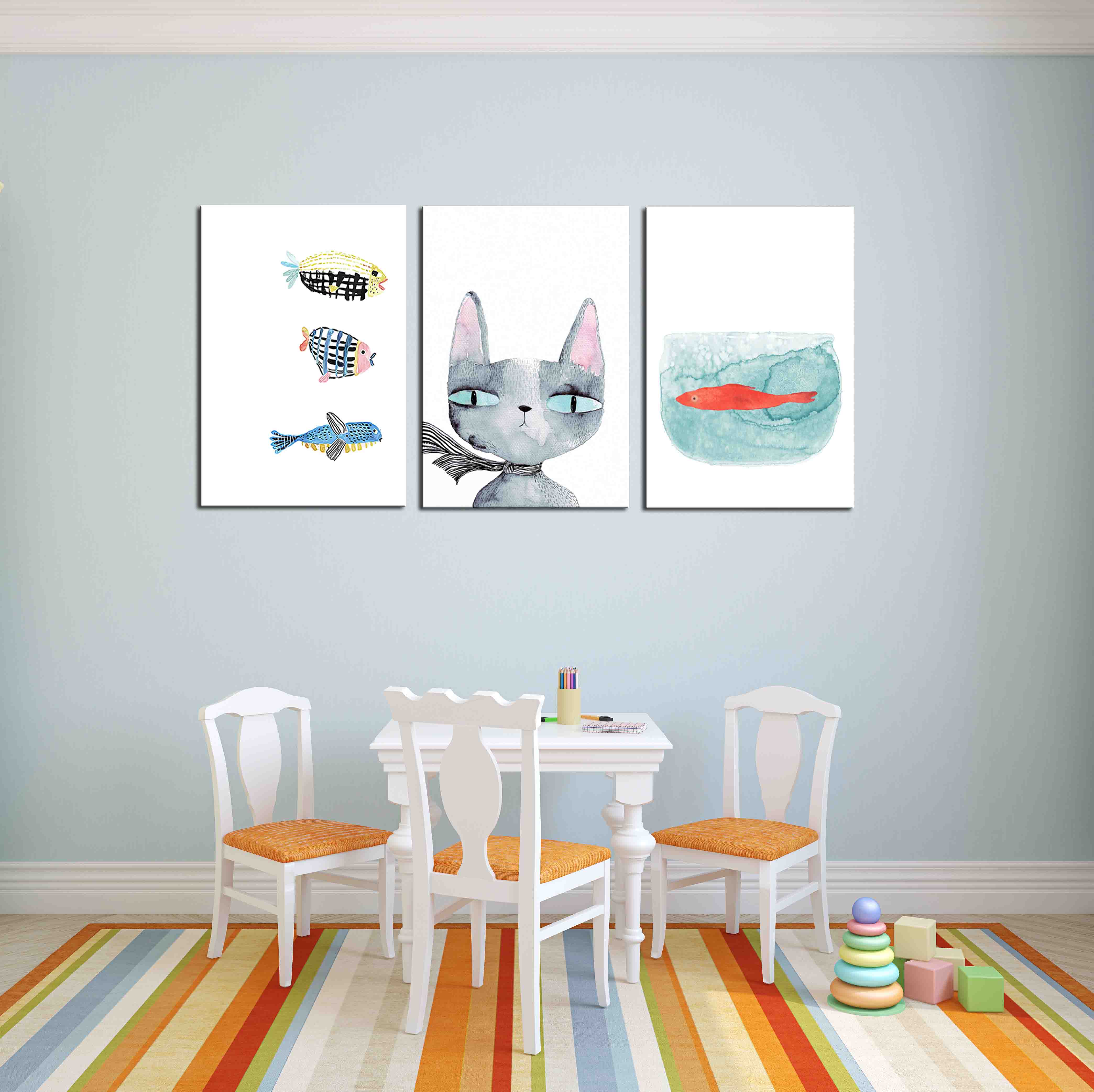 Frameless painting, spray painting, green plant painting, decorative painting, apartment and hotel matching painting, one-piece consignment, factory oilpainting, living room and dining room triptyl painting, decorative painting, landscape abstract modern style, large quantity discount, Jiusheng Item Picture