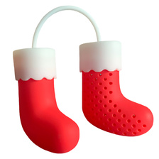 物叠生设计 创意圣诞袜造型泡茶器 新款卡通硅胶茶叶过滤器 茶渣滤茶具
