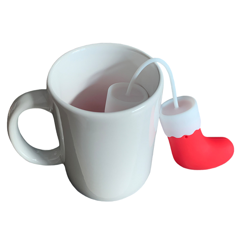 物叠生设计 创意圣诞袜造型泡茶器 新款卡通硅胶茶叶过滤器 茶渣滤茶具详情图2