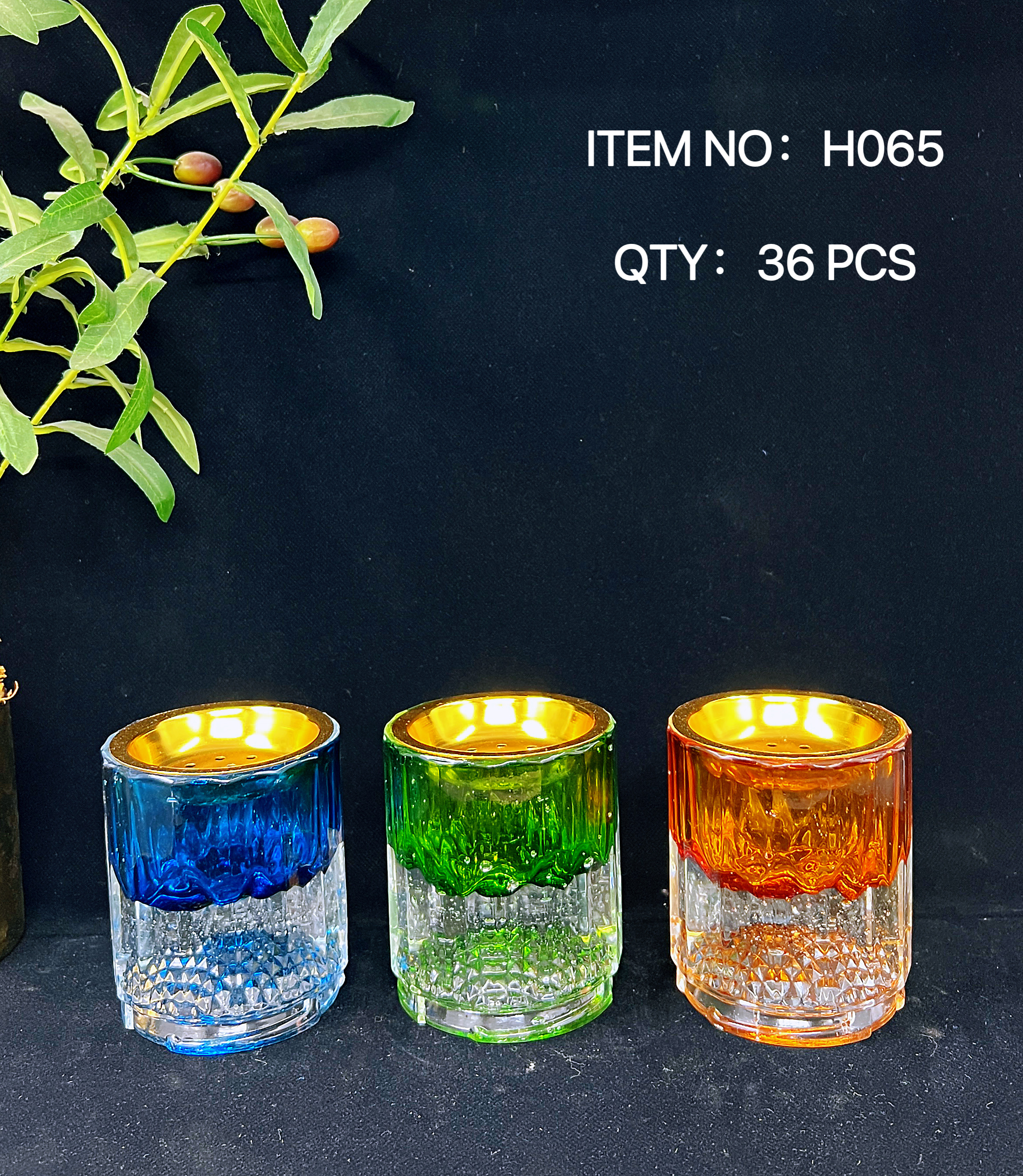 Multicolored glassy crystal incense burner, Middle Eastern style home decoration gift and handicraft H065