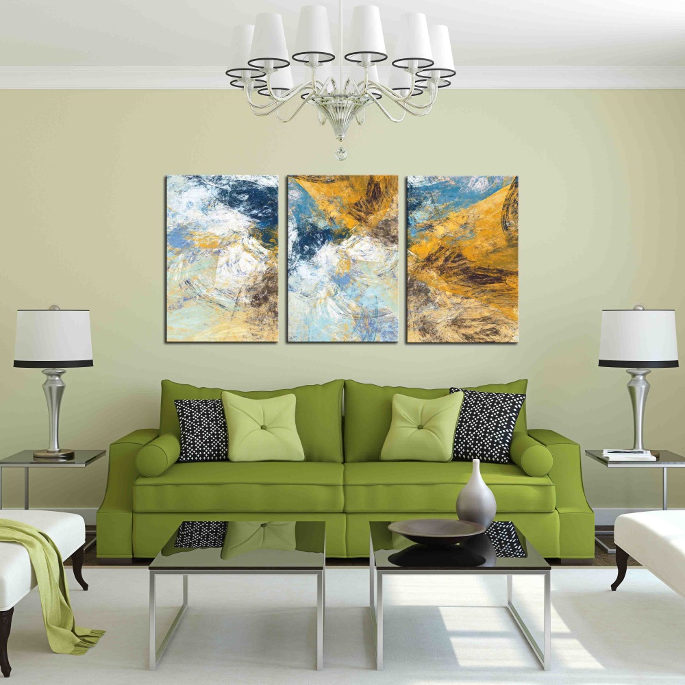 Frameless paintings, spray paintings, green plant paintings, decorative paintings, apartment and hotel accessories, one-piece consignment, factory oilpainting, living room and dining room triptyl paintings, decorative paintings, landscape abstract modern style, large quantity discount, Jiusheng Item Picture