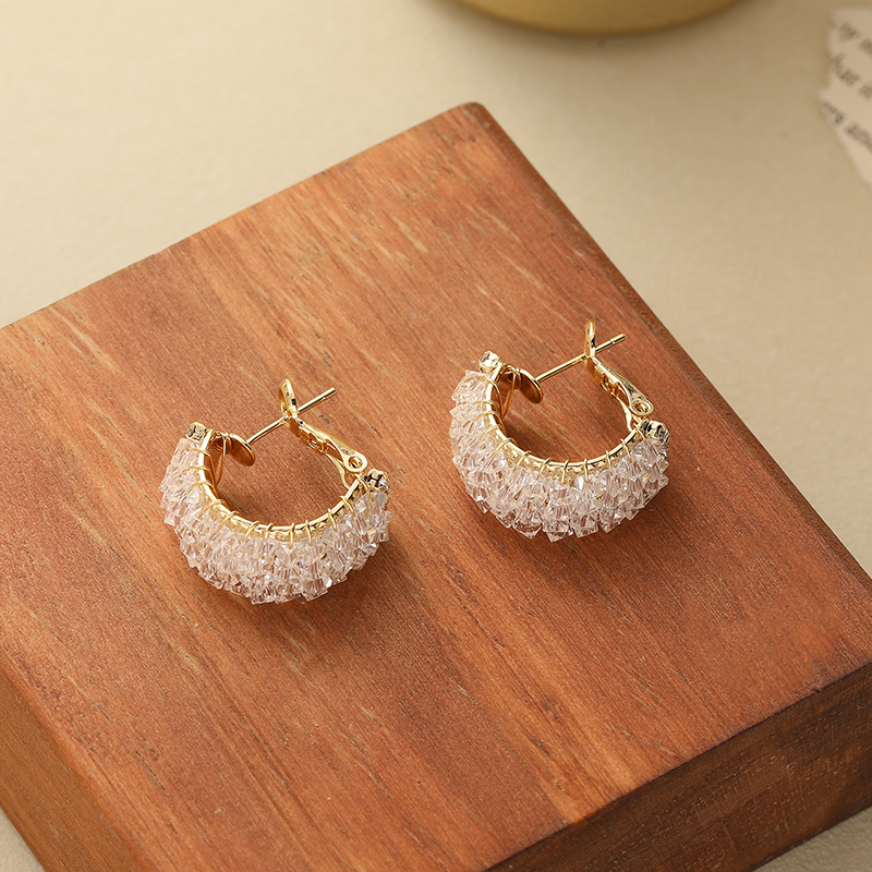 Korean-style handcrafted crystal hand-woven earrings, stud earrings and butterfly accessories