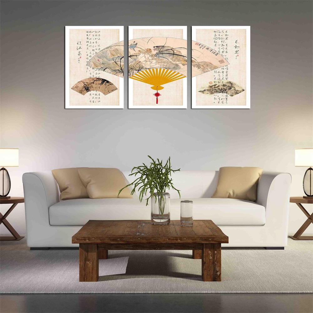 Living room and dining room decorative paintings, new Chinese modern and fresh, dining room wall and kitchen hanging paintings, canvas triptych paintings, canvas paintings, frameless paintings, hotel accessory paintings, spray painting, printed paintings, factory direct sales, oil painting Application Scenario