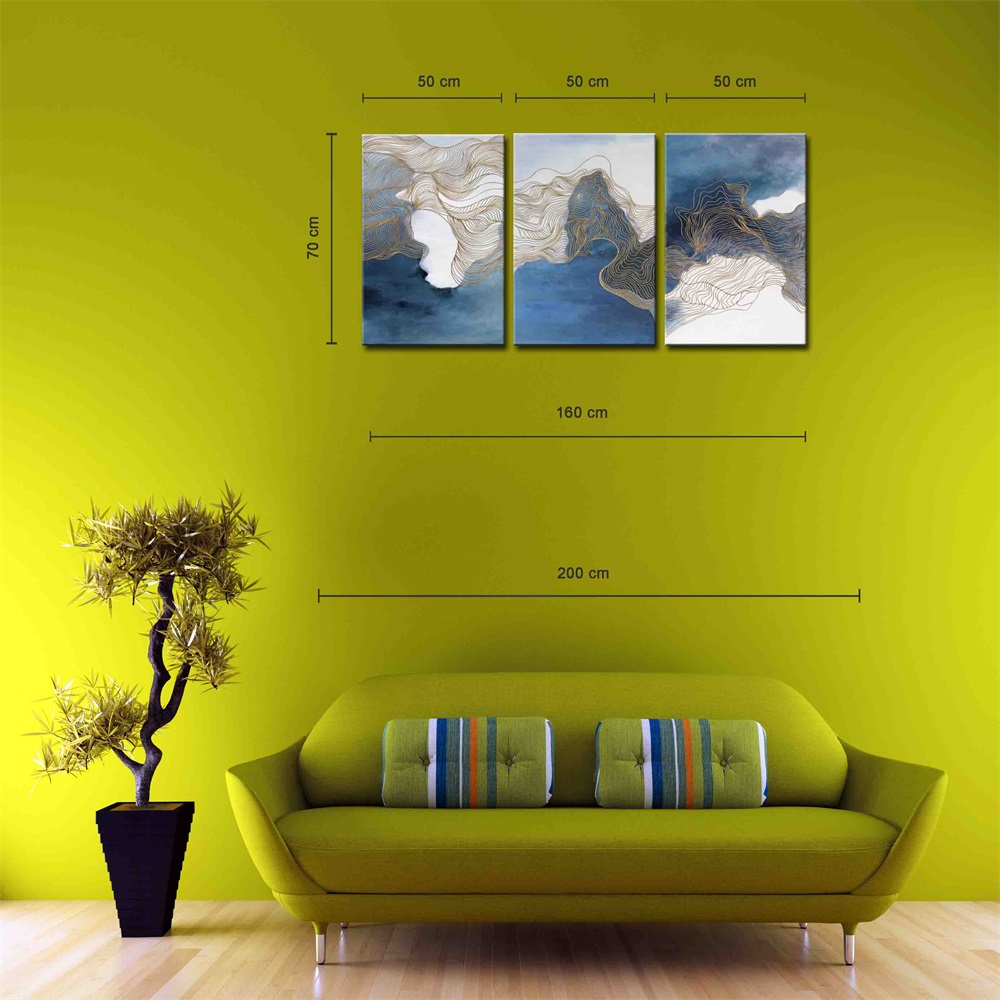 Customizable spray-painted green plant paintings, decorative paintings, apartment and hotel accessories, one-piece consignment, factory oilpainting, living room and dining room triptyl paintings, decorative paintings, landscape abstract modern style, hand-painted Jiusheng available