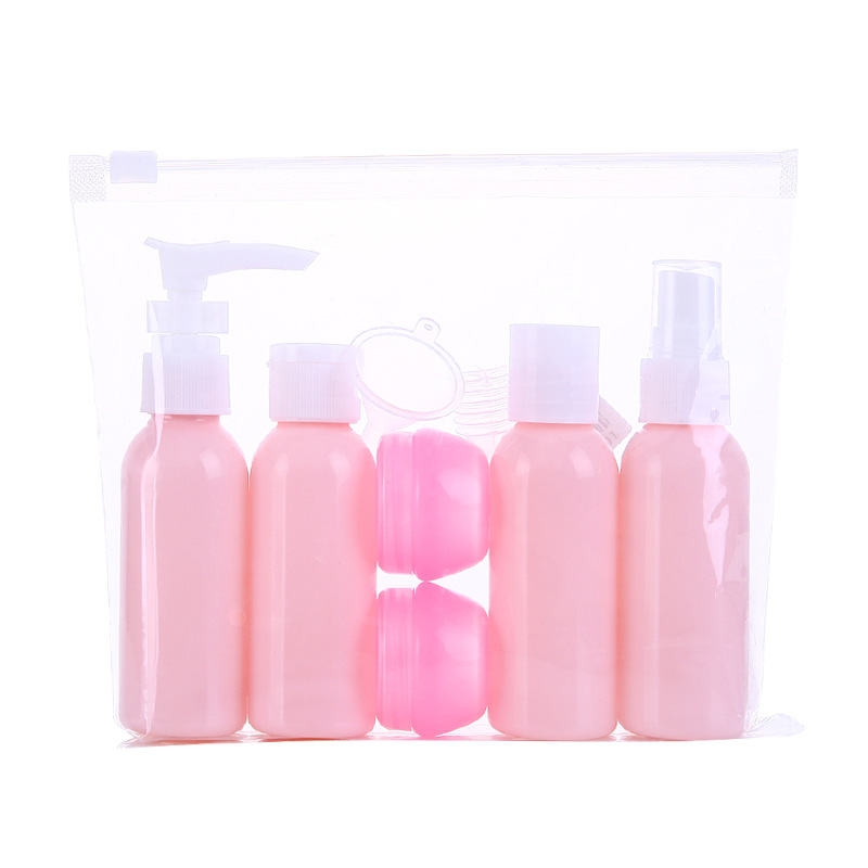 Plastic bottles for travel cosmetics packaging sets