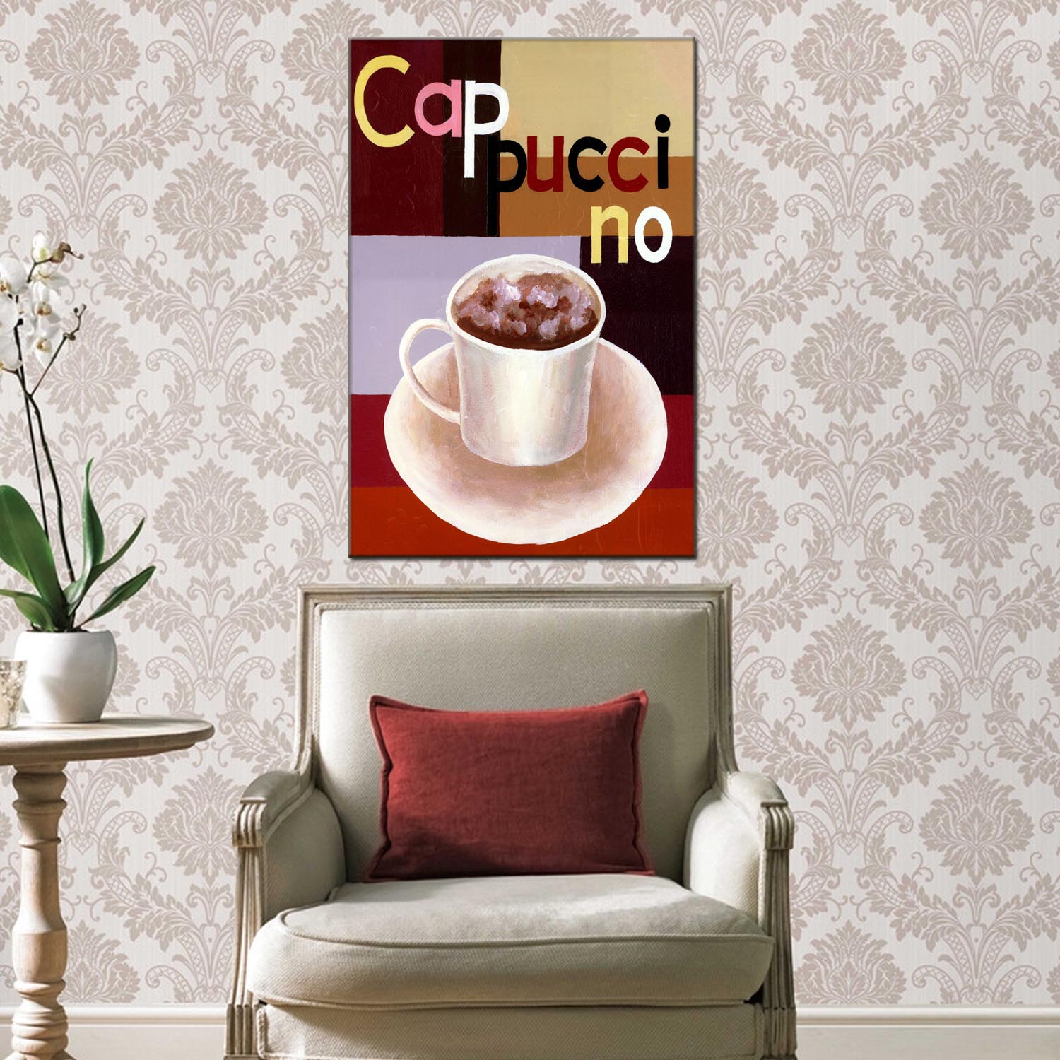 Coffee cup oilpainting decorative paintings, apartment and hotel matching paintings, one-piece consignment factory, oilpainting, living room and dining room triptyl decorative paintings, landscape abstract modern style, customizable oilpainting styles, Jiusheng details Picture