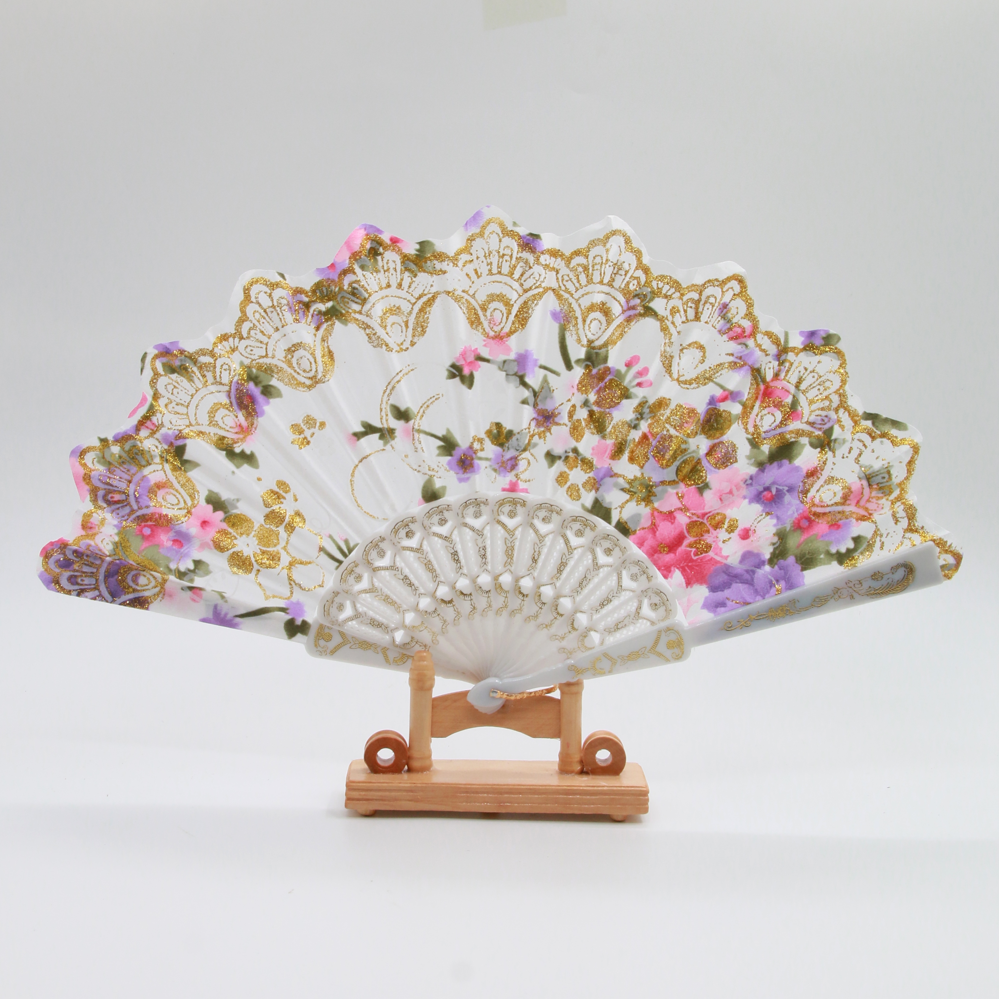 扇子古风折扇中国风跳舞蹈扇夏季女日式复古典日用扇折叠扇子摆摊白杆彩绸布中国风