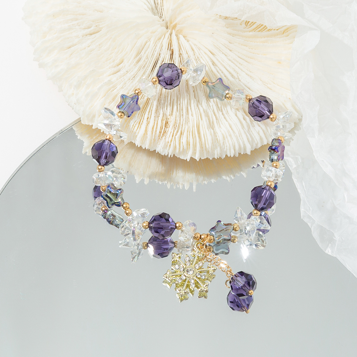 雪花手链女韩版森系小仙女水晶手饰品ins风小众设计串珠手串