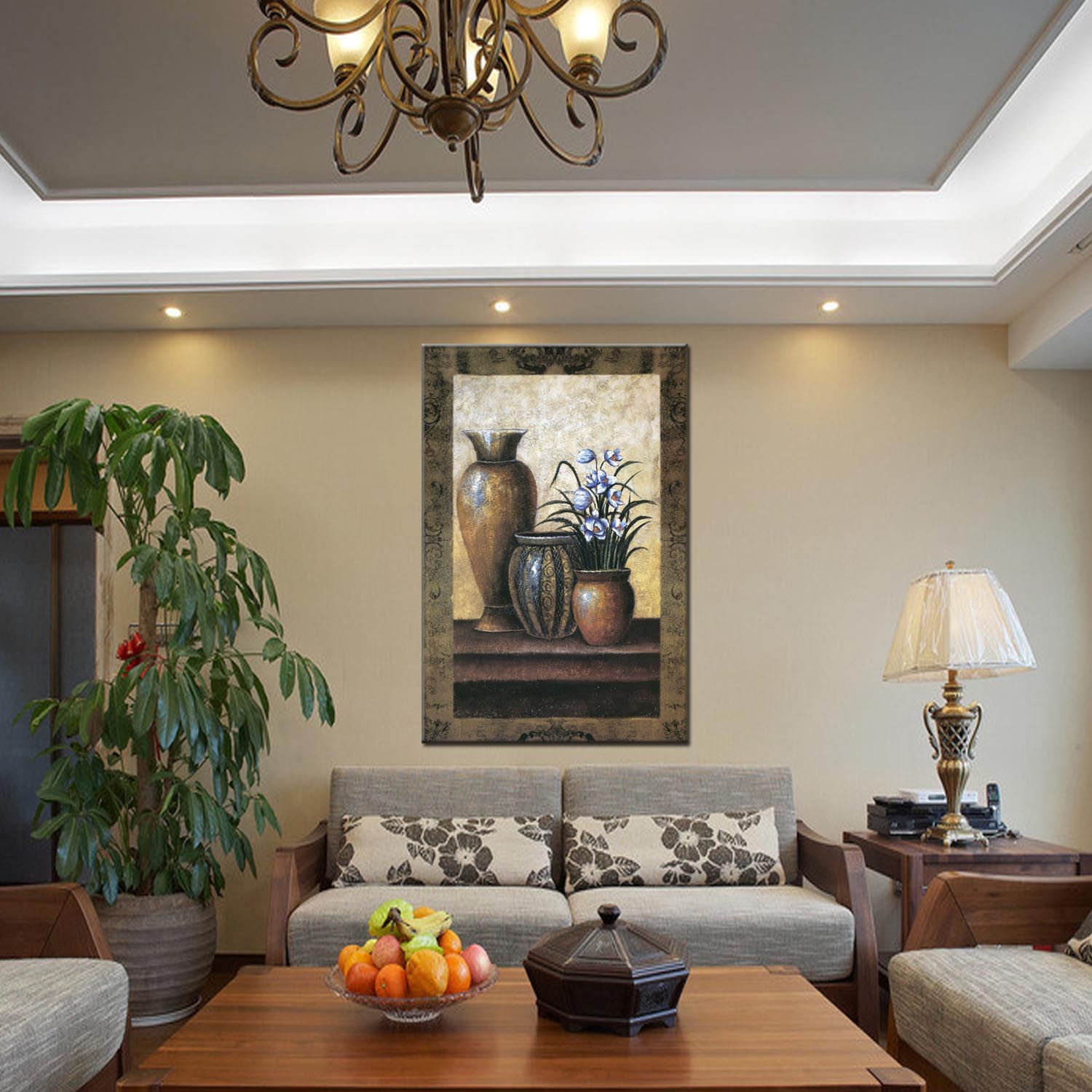 Jarrón pintura decorativa pintura al óleo apartamento hotel con pintura una pieza fábrica de generación de cabello oilpainting sala de estar comedor tríptico pintura decorativa paisaje abstracto estilo moderno pintura al óleo personalizable varios estilos nueve esencies Application Scenario