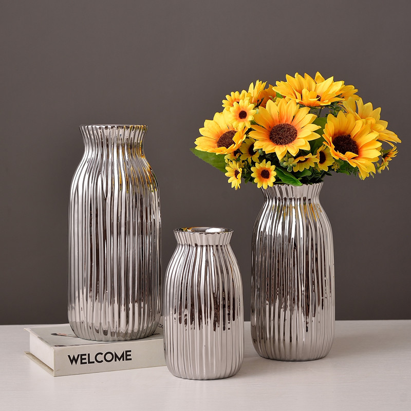 New Nordic simple and modern electroplated ceramic vases, living room dining table, home decoration items, wedding and hotel handicrafts Item Picture