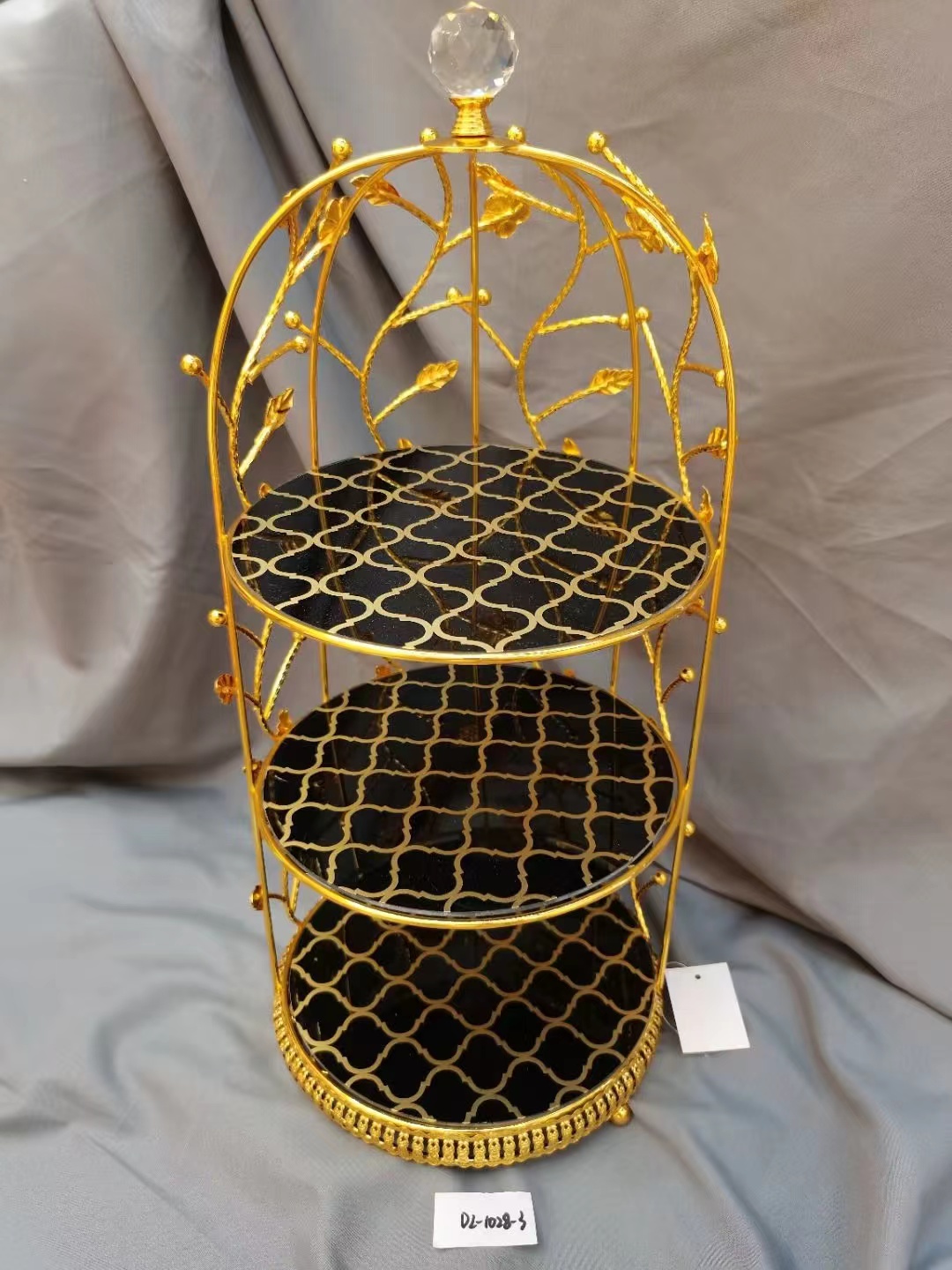 4鸟笼3层电镀摆件工艺品金色送人工艺品