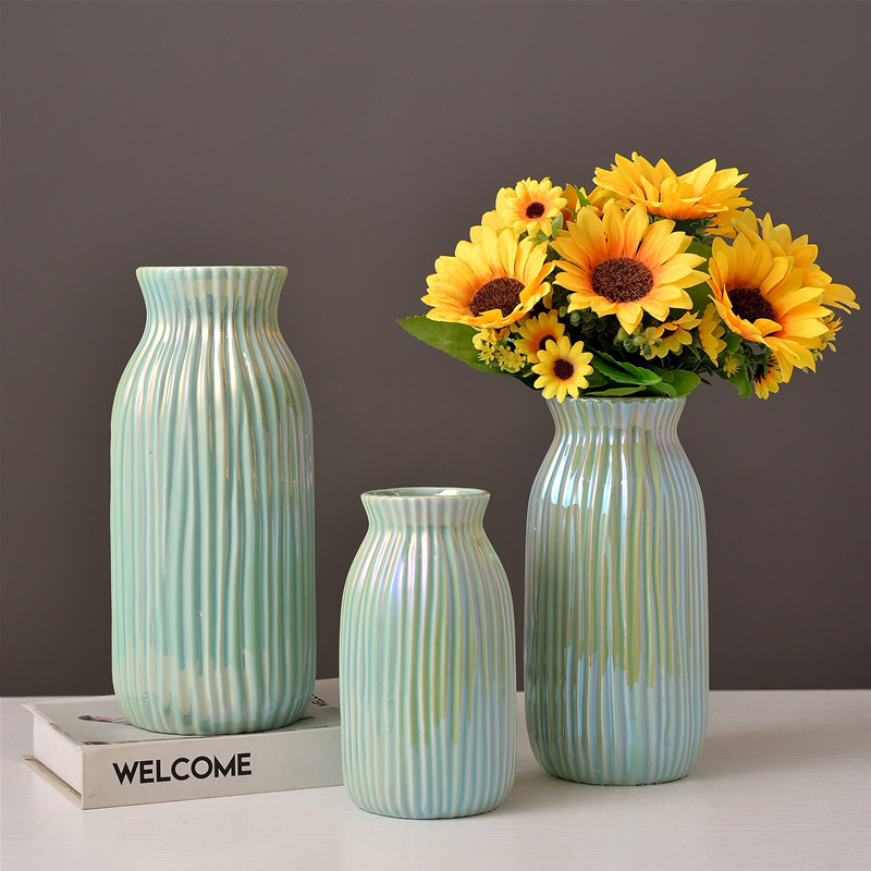 New Nordic simple and modern electroplated ceramic vases, living room dining table, home decoration items, wedding and hotel handicrafts details Picture