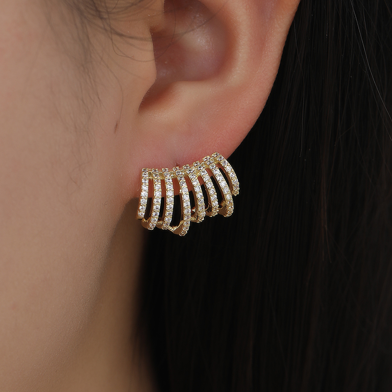 Korean-style fashionable, elegant and simple multi-claw grid earrings, stud earrings and butterfly accessories Application Scenario