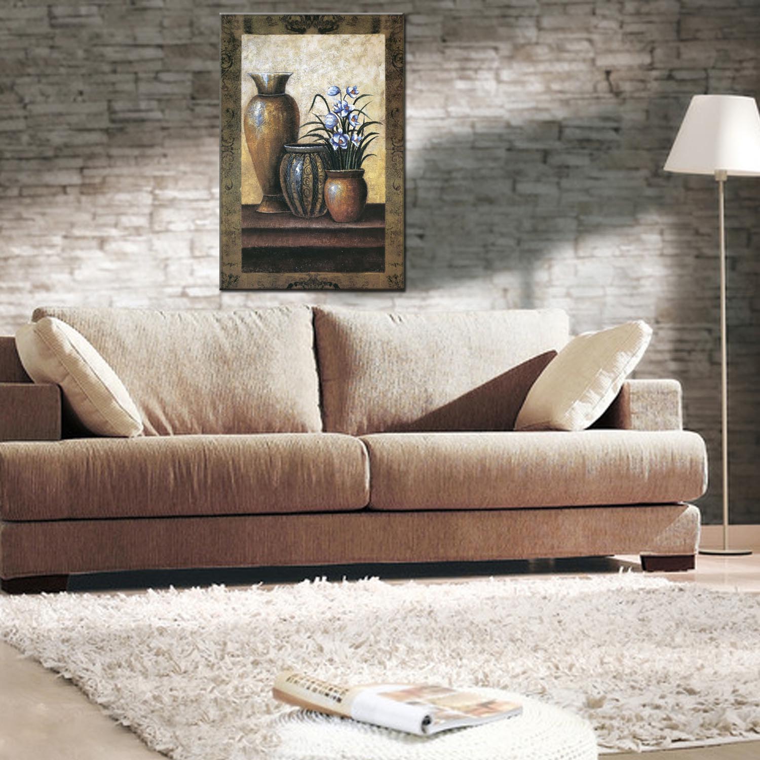 Jarrón pintura decorativa pintura al óleo apartamento hotel con pintura una pieza fábrica de generación de cabello oilpainting sala de estar comedor tríptico pintura decorativa paisaje abstracto estilo moderno pintura al óleo personalizable varios estilos nueve esencies Specification image