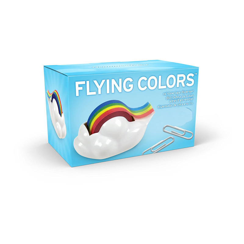亚马逊热销 创意韩版卡通云朵彩虹胶带座 割胶器 彩盒包装现货详情图3