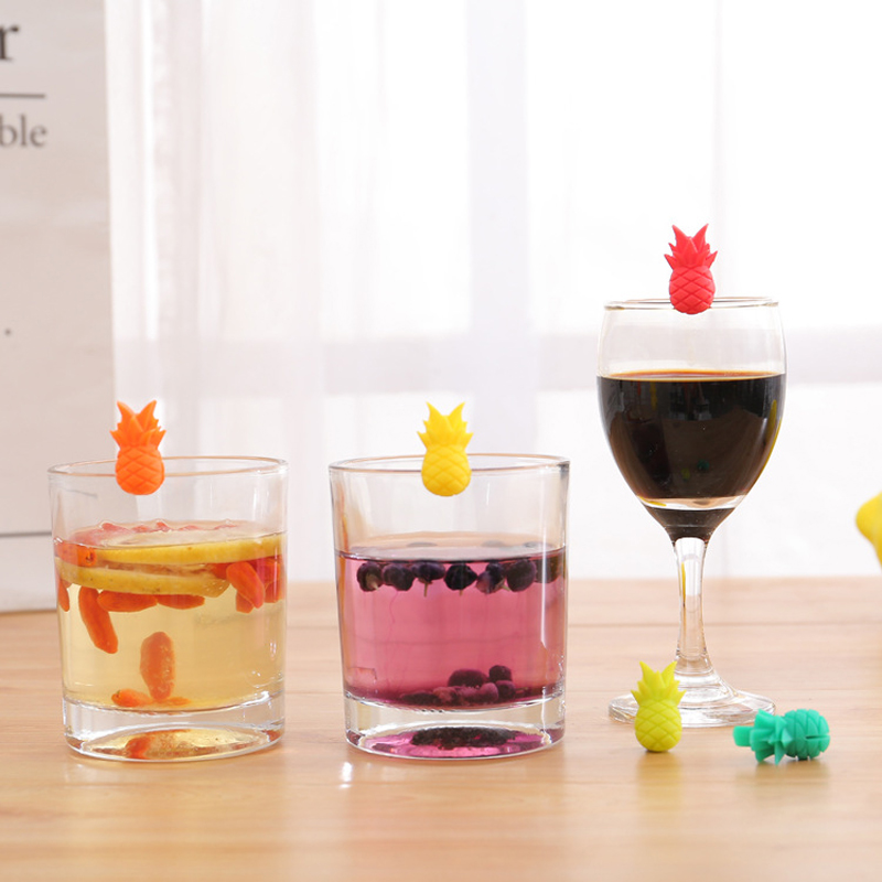 Copa de vino de piña de silicona creativa marcador de copa de vino de fiesta en casa bebida reconocedor de copa distinguir marcador de vino etiqueta Specification image