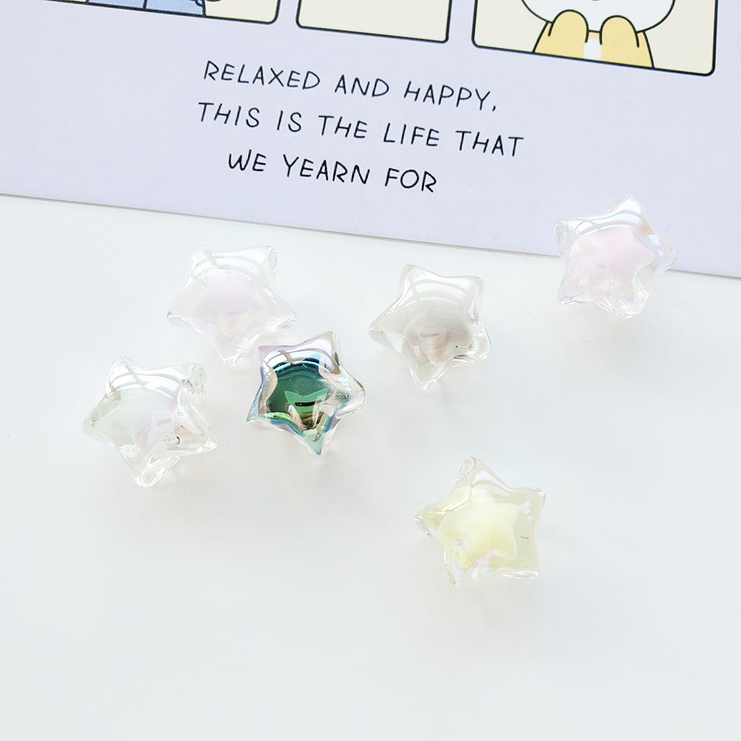 Chen Ming's acrylic two-color seven-color beads, medium beads, five-pointed star scattered beads, DIY children's hair accessory materials and accessories details Picture