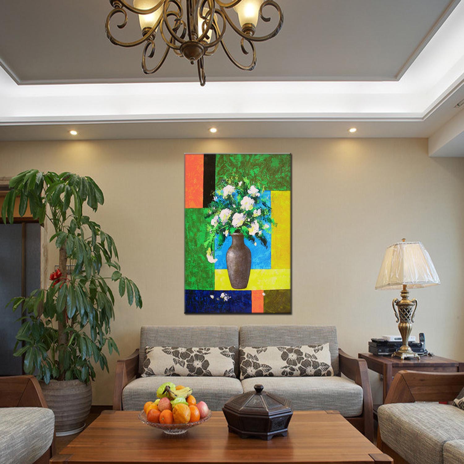 Flower oilpainting decorative paintings, apartment and hotel matching paintings, one-piece consignment factory, oilpainting, living room and dining room triptyl decorative paintings, landscape abstract modern style, customizable oilpainting styles, Jiusheng
