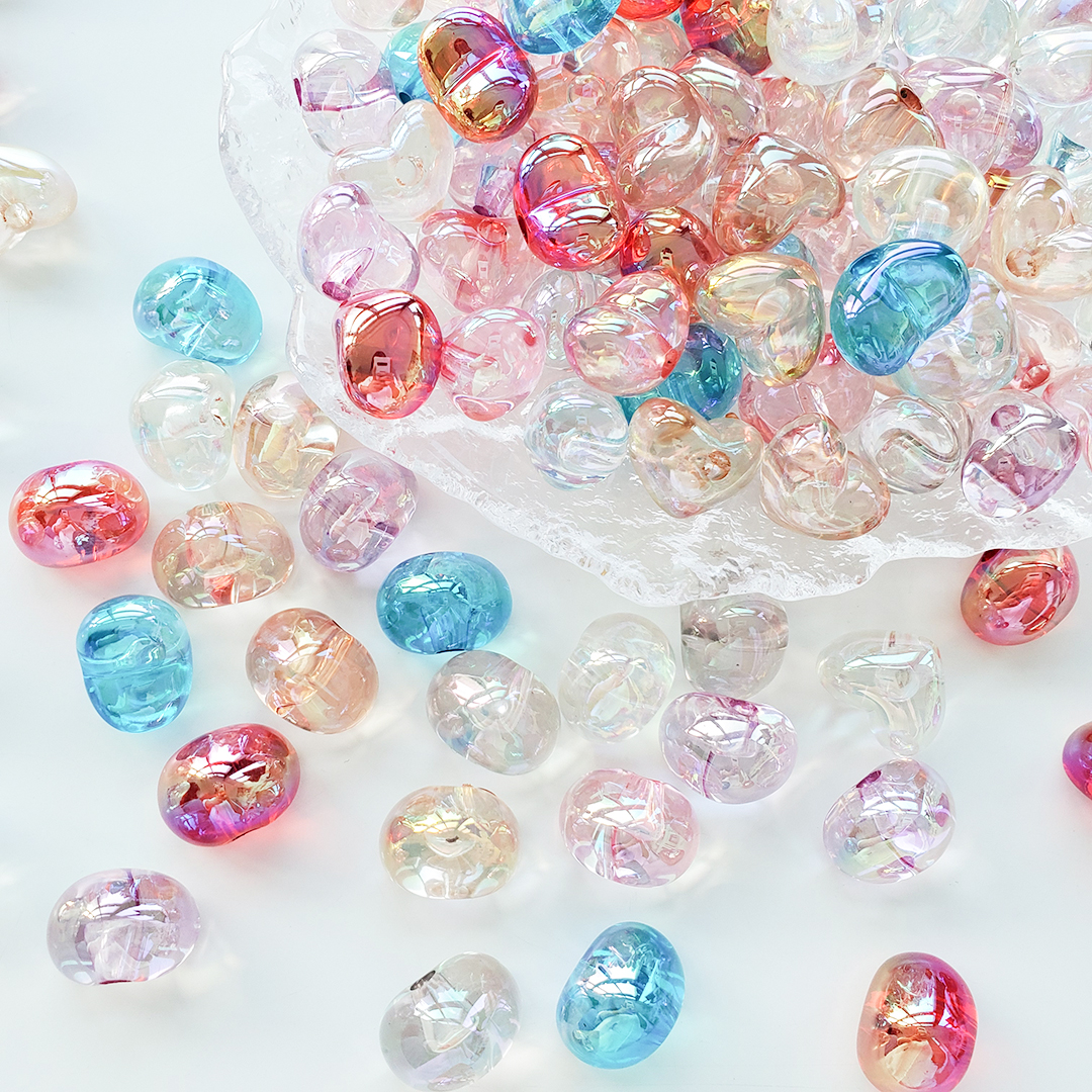 Chen Ming's acrylic transparent seven-color half-hole heart-shaped beads, loose beads, DIY children's hair accessory materials and accessories Item Picture