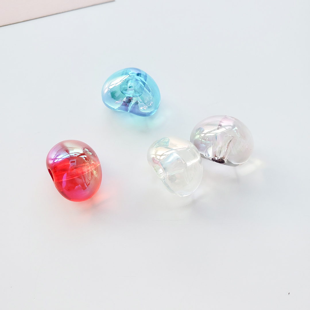 Chen Ming's acrylic transparent seven-color half-hole heart-shaped beads, loose beads, DIY children's hair accessory materials and accessories Specification image