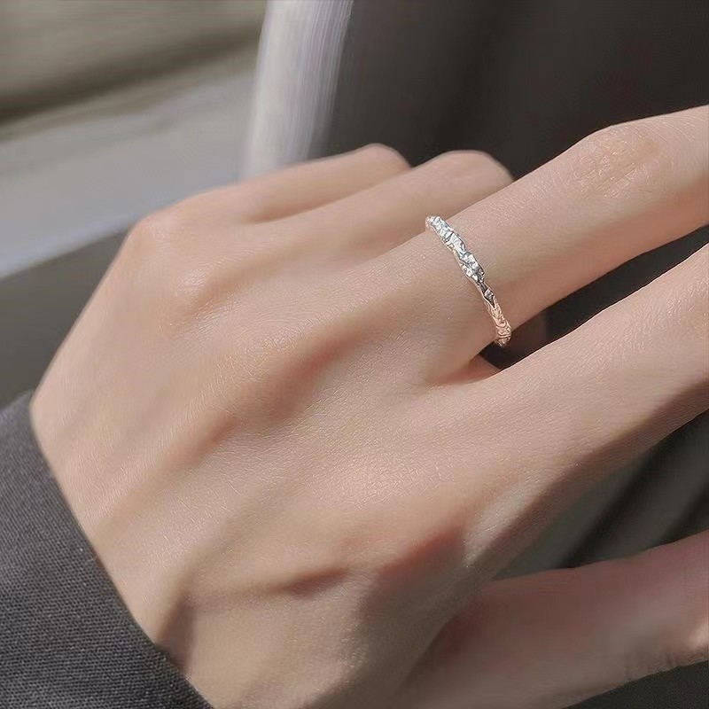 s925纯银高级感戒指女简约设计感小众轻奢素戒开口戒食指戒子素圈图