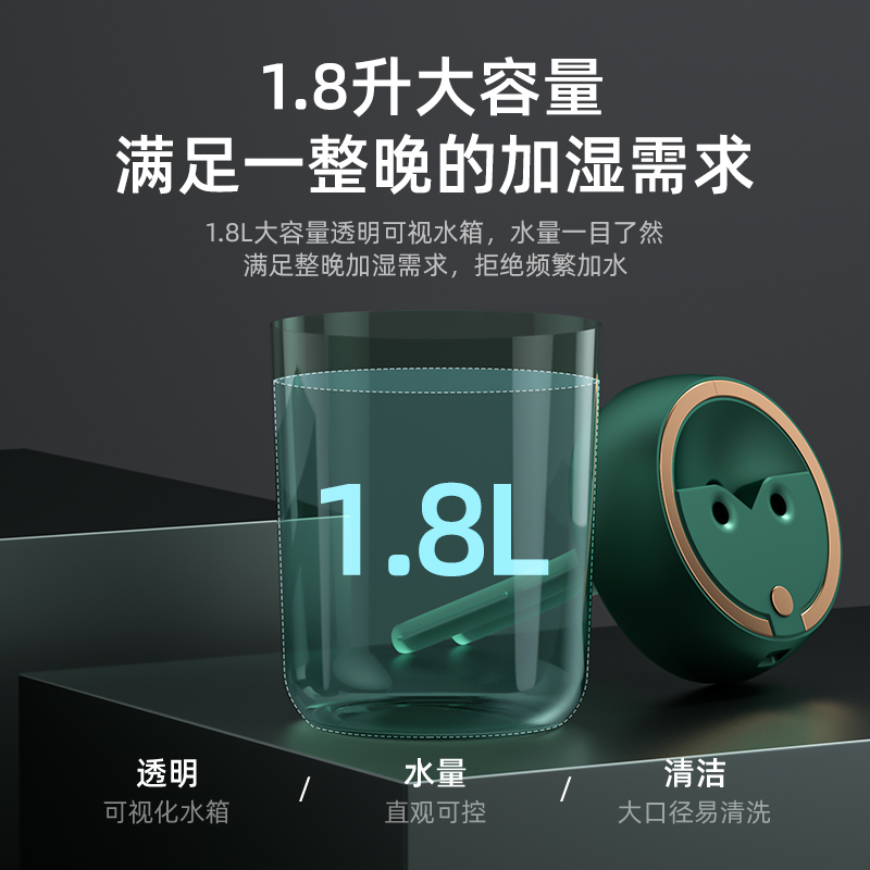 1.8L upgraded dual-nozzle humidifier, air humidifier, small office desktop usb spray humidifier, home silent bedroom headboard facial hydration humidifier, nose dryness 2022 Application Scenario
