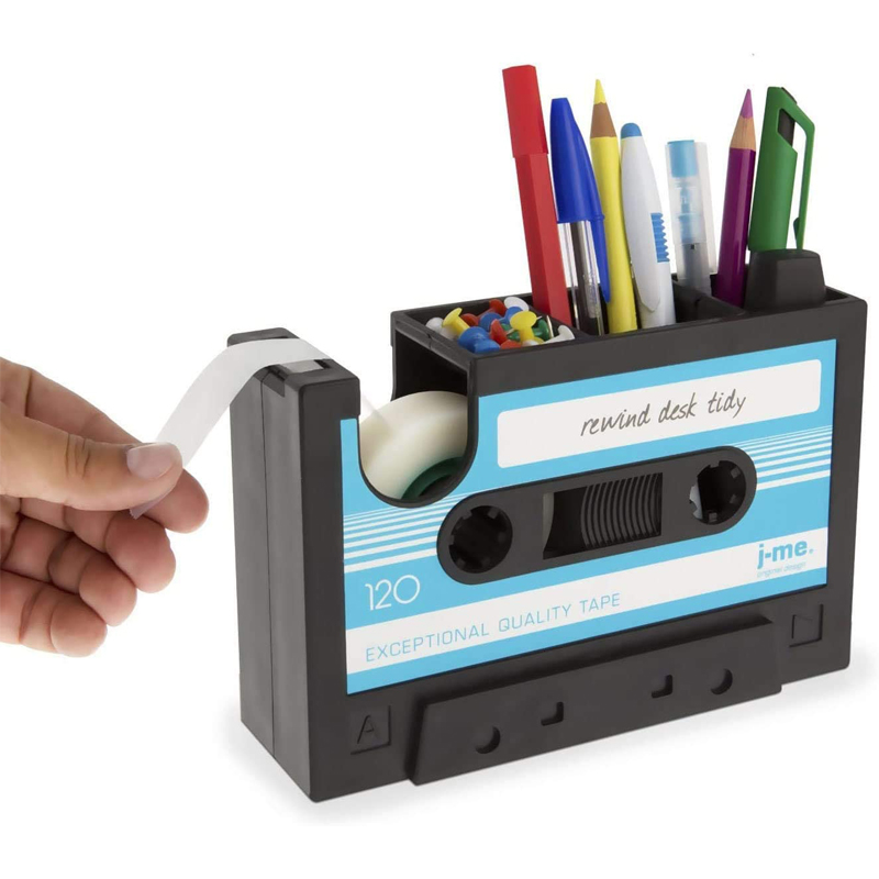 复古磁带造型桌面收纳笔架胶带座切割器办公文具创意个性学生笔筒图