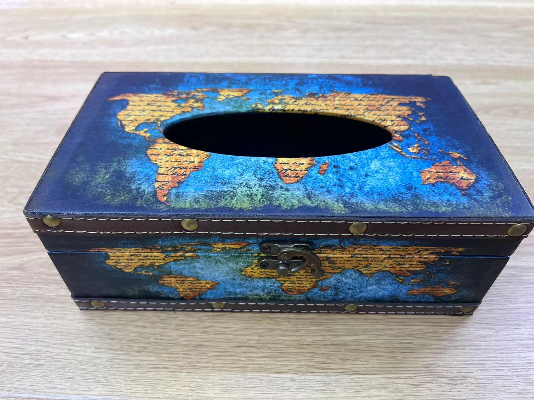 泽汐工艺品厂家直销纸巾盒（地图）最新款22035