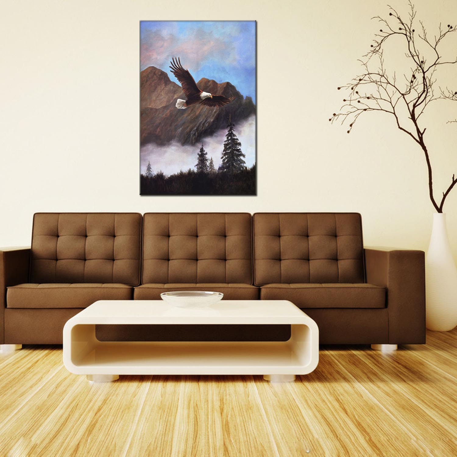 Oil painting decorative paintings, apartment and hotel accessories, one-piece consignment factory, oilpainting, living room and dining room triptyl decorative paintings, landscape abstract cartoon, modern style, customizable, various oilpainting styles, Jiusheng Specification image
