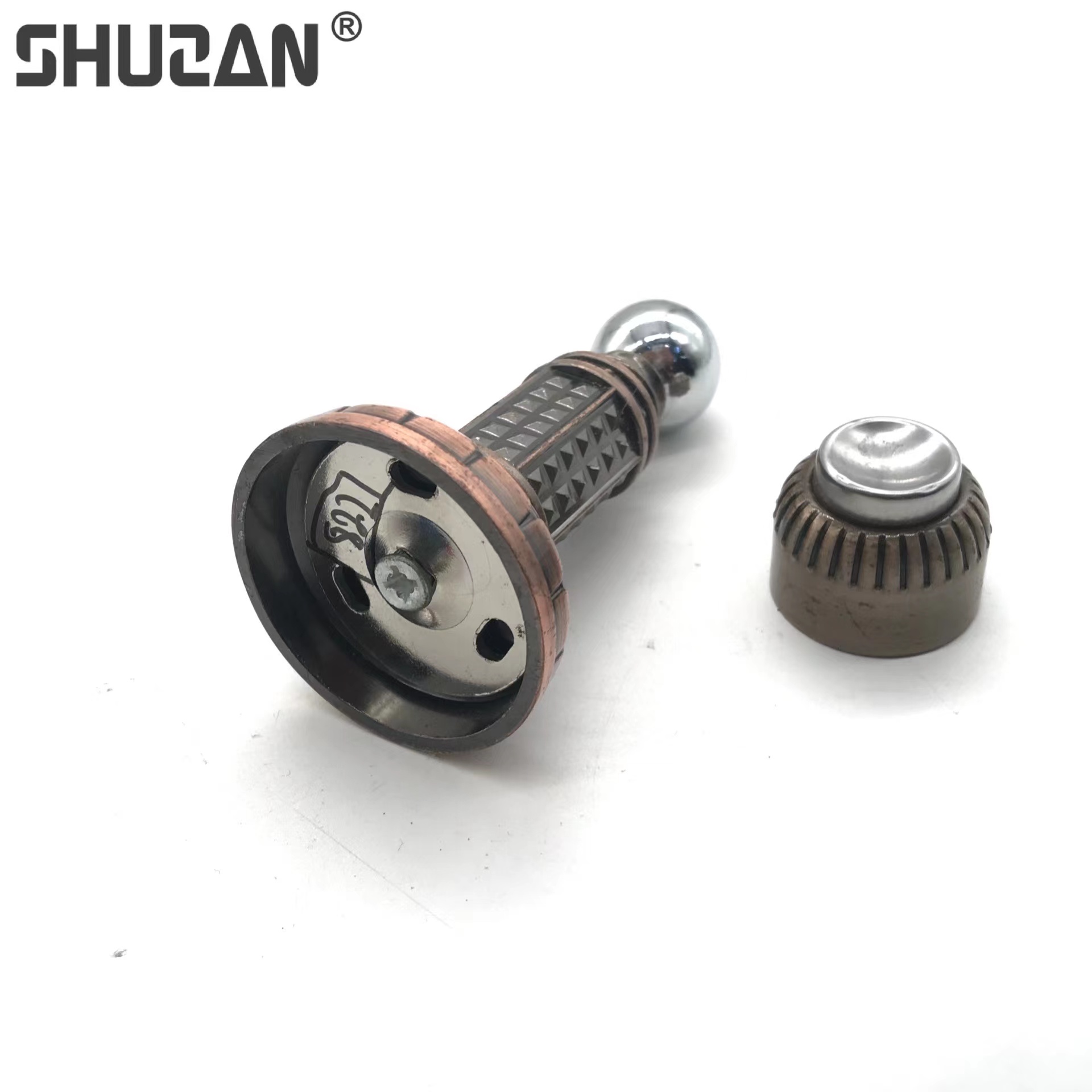 Shuzan high-quality brand stainless steel strong magnetic floor suction, bronze color, yellow, red, antique color, silent door suction, wooden door, wall suction, anti-collision hardware accessories model X1 003 Item Picture