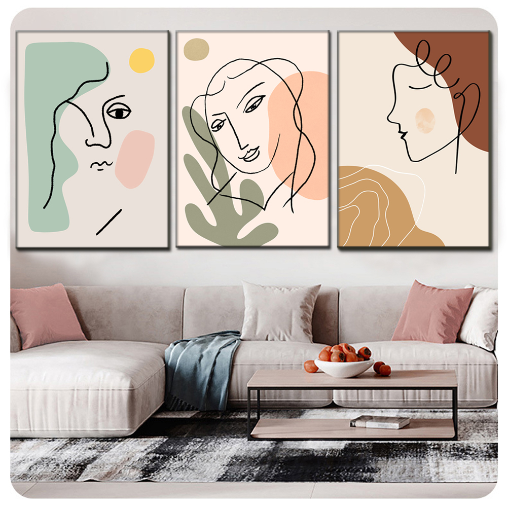 Tríptico pintura decorativa pintura al óleo apartamento hotel con pintura una pieza fábrica de generación de cabello oilpainting sala de estar comedor tríptico pintura decorativa paisaje abstracto estilo moderno personalizable varios estilos de pintura al óleo nueve esencies Specification image