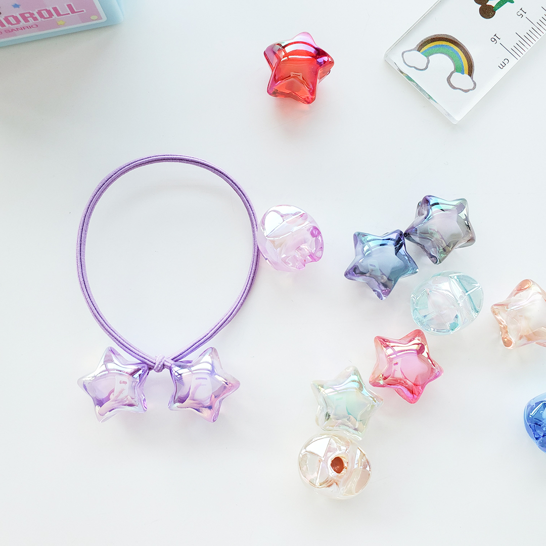 Chen Ming's acrylic beads, seven-color half-hole five-pointed star beads, loose beads, DIY children's hair accessory materials and accessories Application Scenario