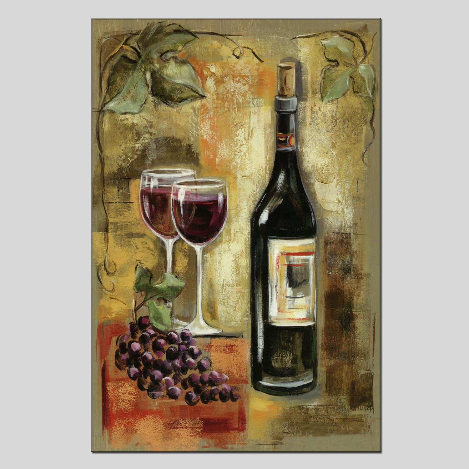 Wine bottle series oilpainting decorative paintings, apartment and hotel matching paintings, one-piece consignment factory, oilpainting, living room and dining room triptyl decorative paintings, landscape abstract modern style, customizable oilpainting styles, Jiusheng details Picture