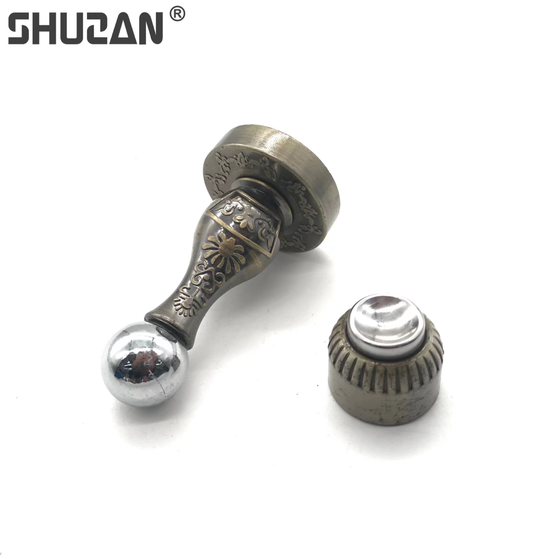 Shuzan stainless steel door, strong magnetic floor suction, bronze color, yellow, red, antique color, silent wooden door, wall suction, anti-collision universal hardware accessories details Picture