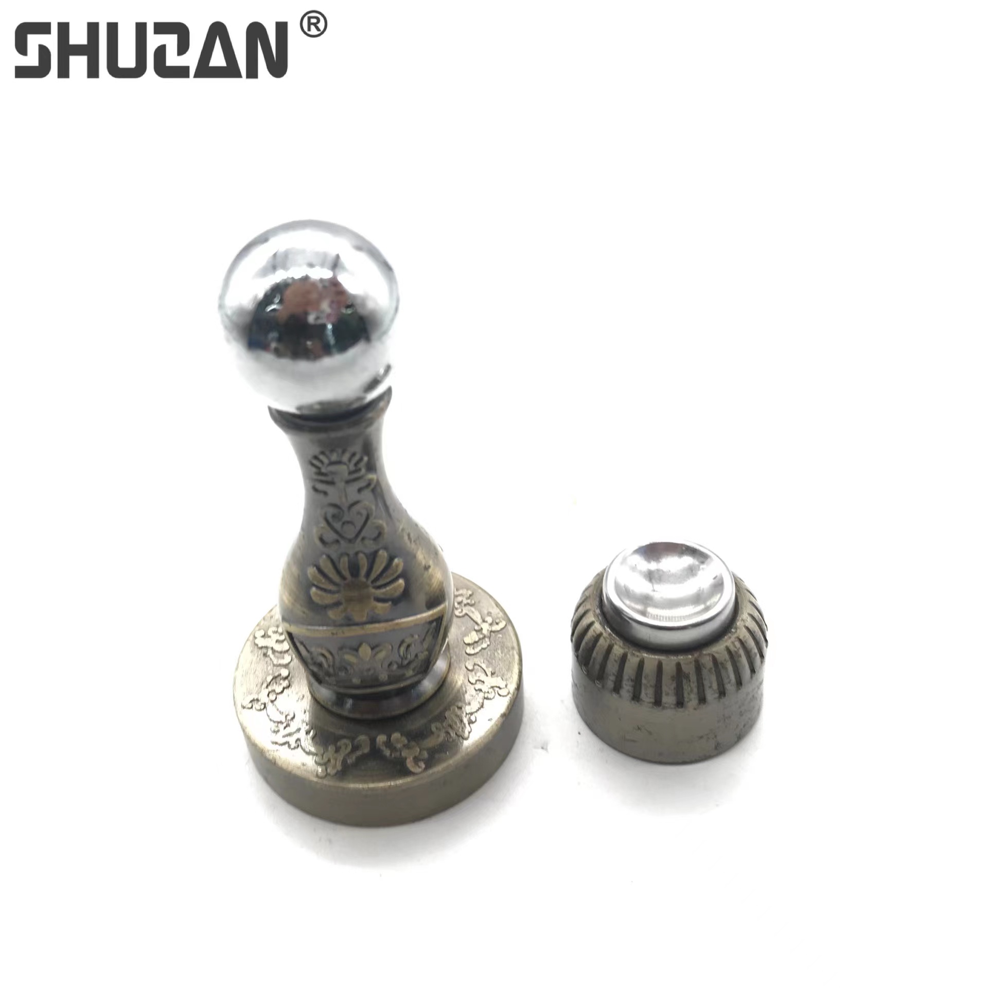 Shuzan stainless steel door, strong magnetic floor suction, bronze color, yellow, red, antique color, silent wooden door, wall suction, anti-collision universal hardware accessories Item Picture