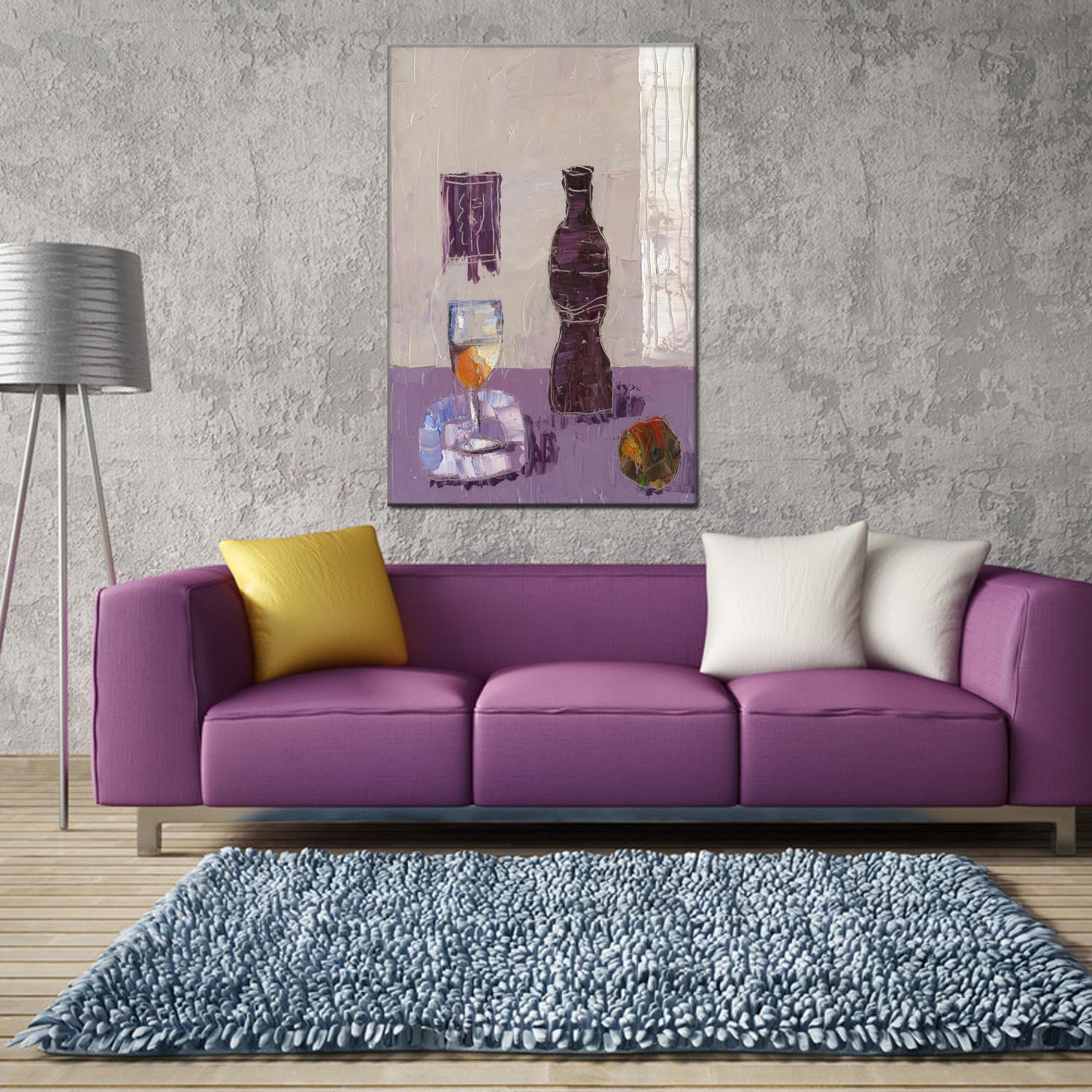 Wine bottle 2 oilpainting Decorative painting, apartment and hotel matching painting, one-piece consignment factory, Oil painting, living room and dining room triptyl decorative painting, landscape abstract modern style, customizable oilpainting styles, Jiusheng