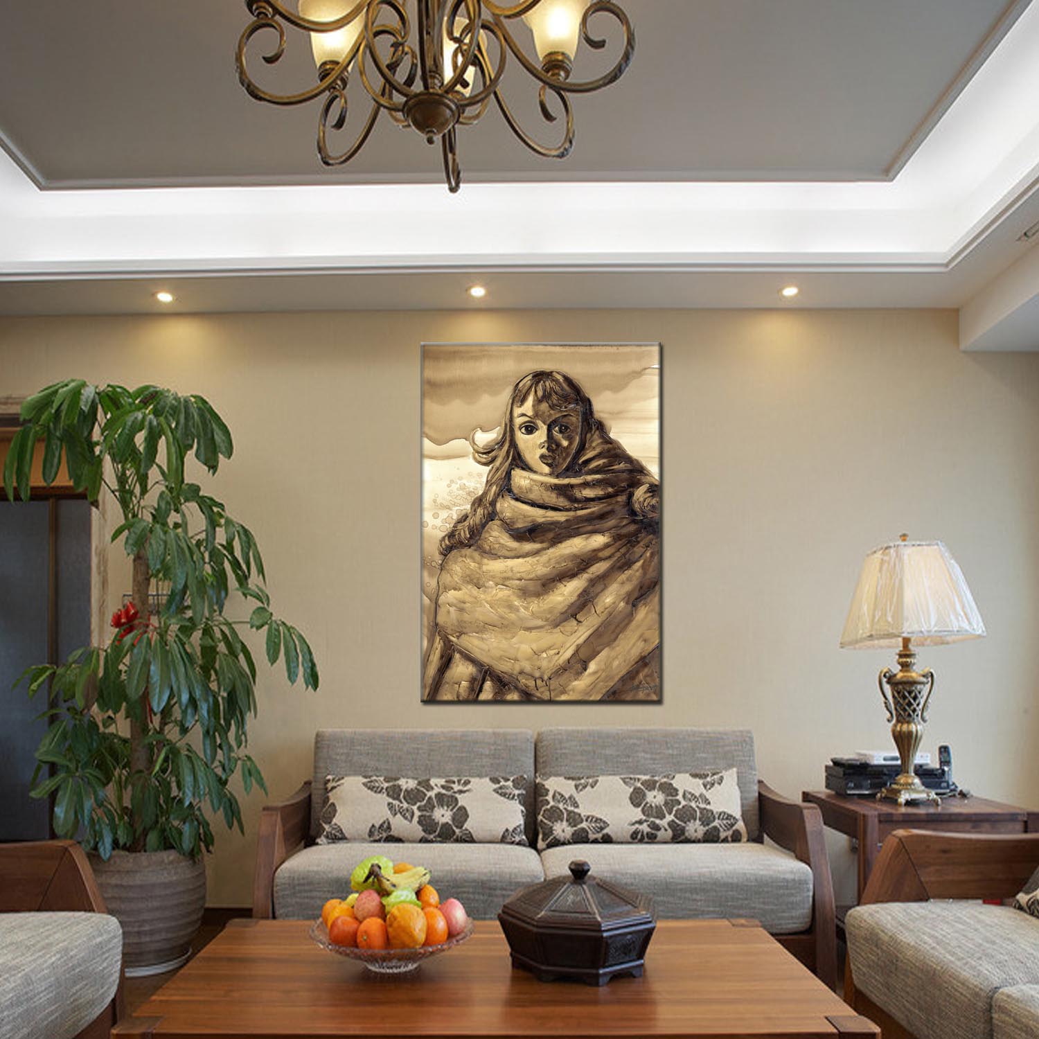 Figure oilpainting decorative paintings, apartment and hotel matching paintings, one-piece consignment factory, oilpainting, living room and dining room triptyl decorative paintings, landscape abstract modern style, customizable oilpainting styles, Jiusheng