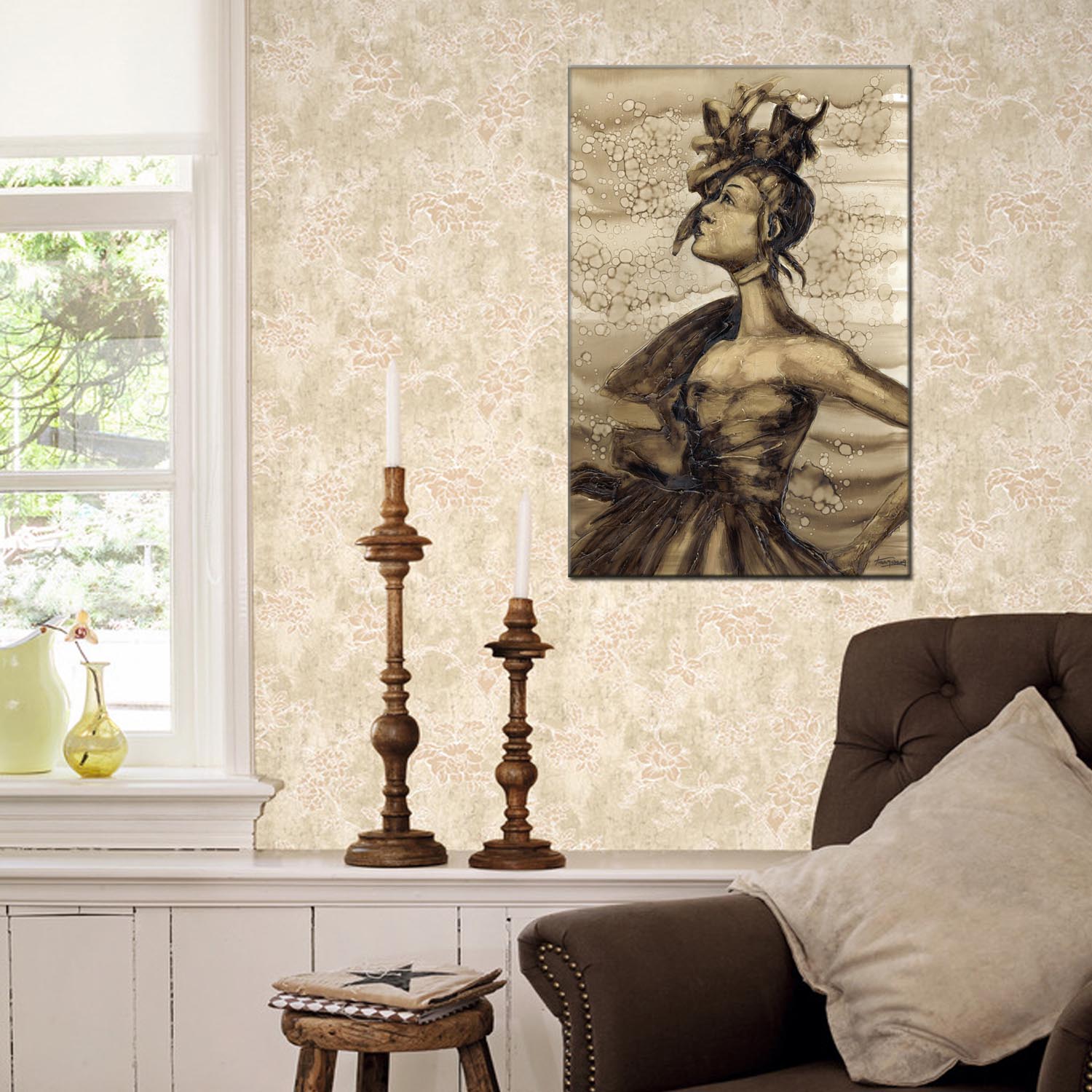 Figure oilpainting decorative paintings, apartment and hotel matching paintings, one-piece consignment factory, oilpainting, living room and dining room triptyl decorative paintings, landscape abstract modern style, customizable oilpainting styles, Jiusheng Specification image