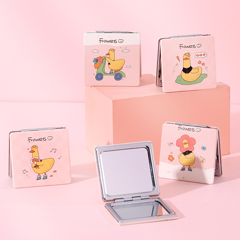 Folding double-sided mirror, handheld makeup mirror, portable, cute mini Daisy mirror, small round mirror for student dormitories Item Picture