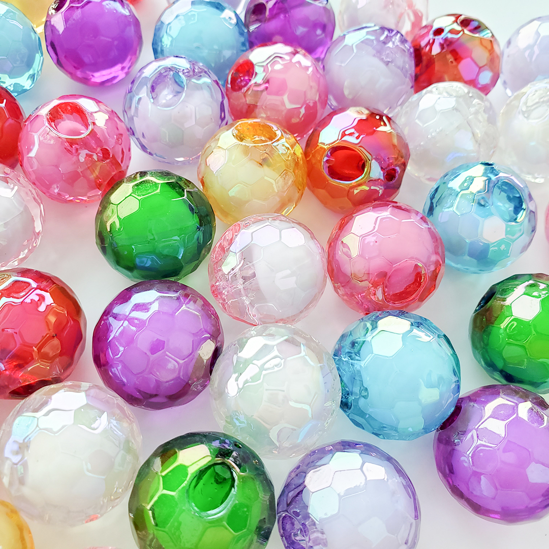 Wholesale of 25mm acrylic perforated beads, medium beads, football beads, Korean colorful diy hair rope accessories, loose beads Application Scenario