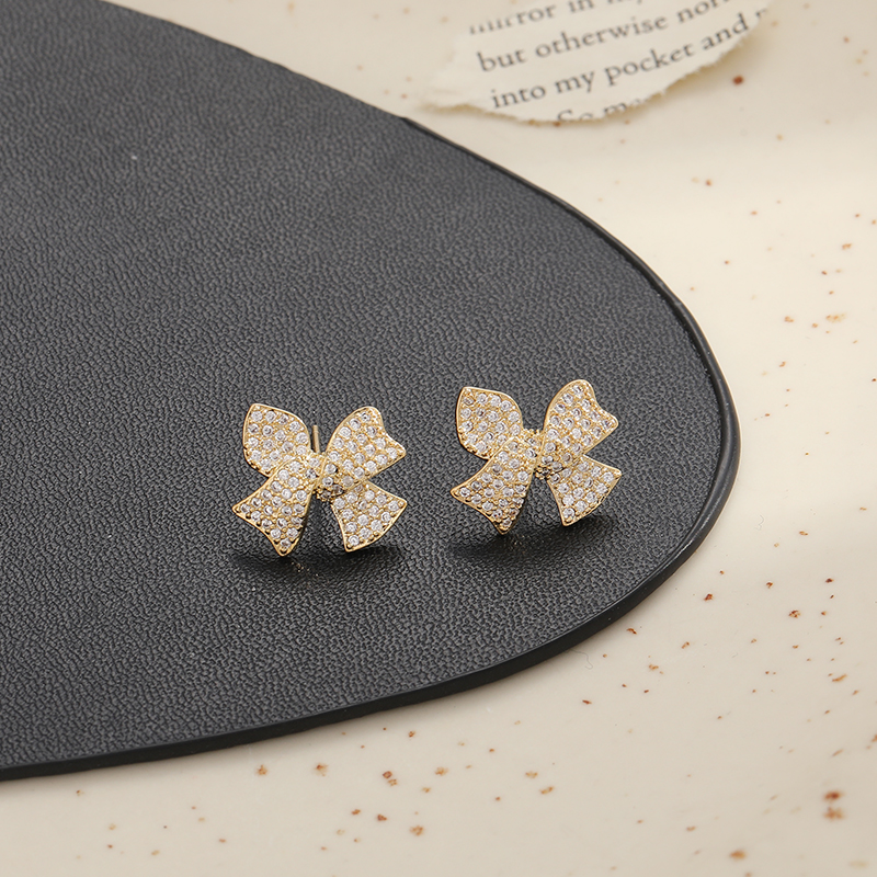 Korean-style exquisite, simple and versatile, ethereal small bow earrings, stud earrings, pendants and feather butterfly